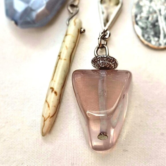 Chicos Boho Rose Quartz and Jasper Gemstone Leather Long Necklace - Picture 6 of 15